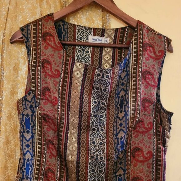 Vintage 1960s Italian Jacquard Dress, size S/M - Picture 2 of 12